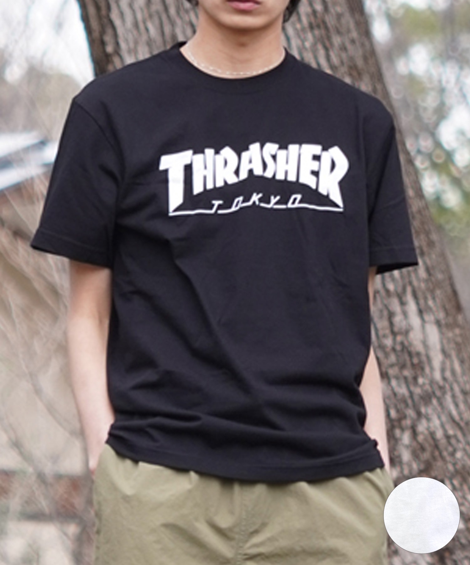 【マトメガイ対象】THRASHER スラッシャー TOKYOロゴ TH91419-TOKYO メンズ 半袖 Tシャツ ムラサキスポーツ限定(WHT-M)