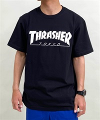 THRASHER スラッシャー TOKYOロゴ TH91419-TOKYO メンズ 半袖 Tシャツ ムラサキスポーツ限定(BLK-M)
