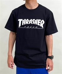 【マトメガイ対象】THRASHER スラッシャー TOKYOロゴ TH91419-TOKYO メンズ 半袖 Tシャツ ムラサキスポーツ限定(BLK-M)