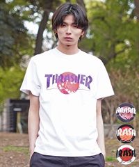THRASHER スラッシャー TOKYOロゴ 和柄 青海波 さくら アレンジ TH91426-TOKYO メンズ 半袖 Tシャツ ムラサキスポーツ限定(WT/BK-M)