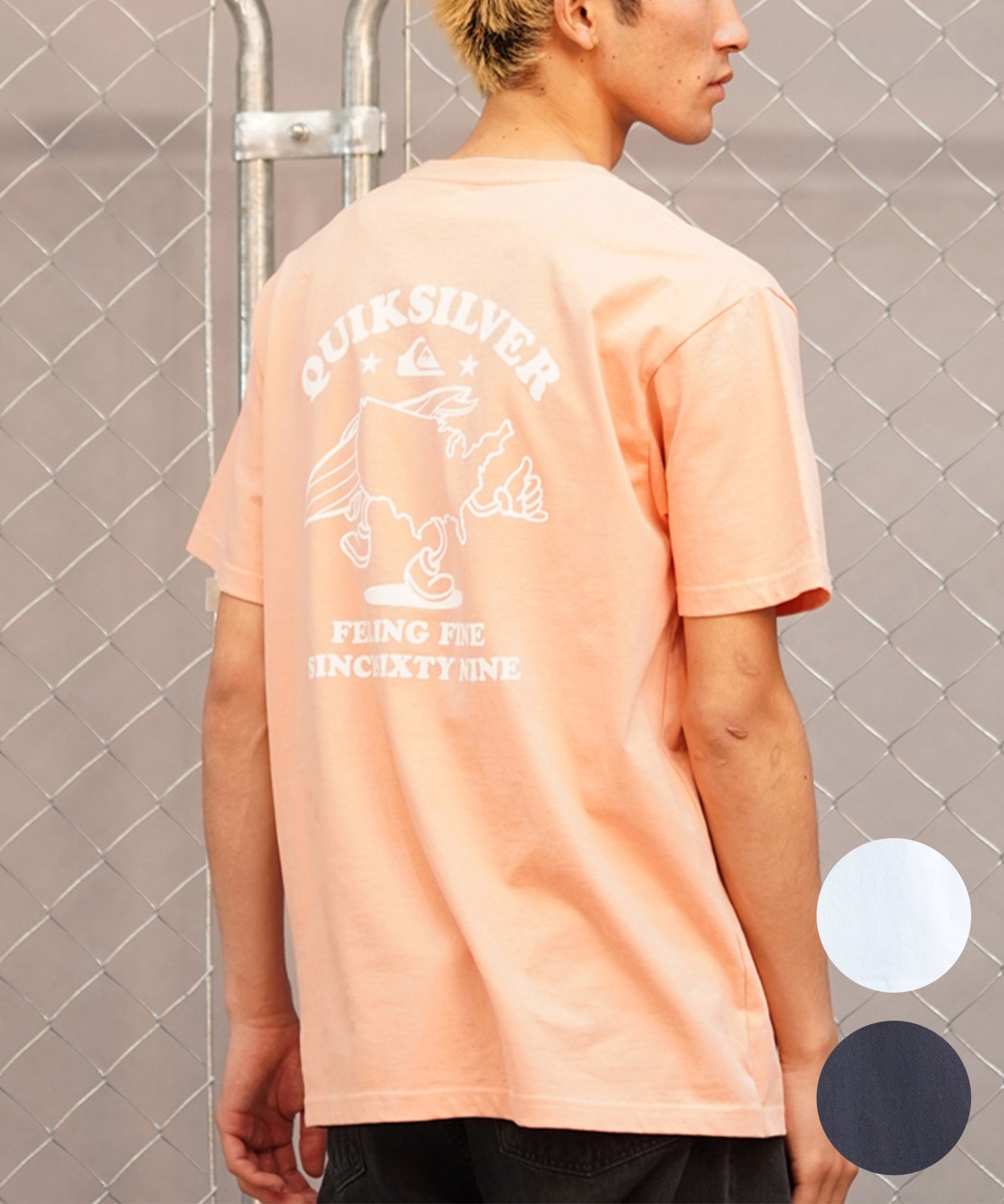 QUIKSILVER クイックシルバー メンズ Ｔシャツ 半袖 バックプリント クルーネック レギュラーフィット QST242002(WHT-M)