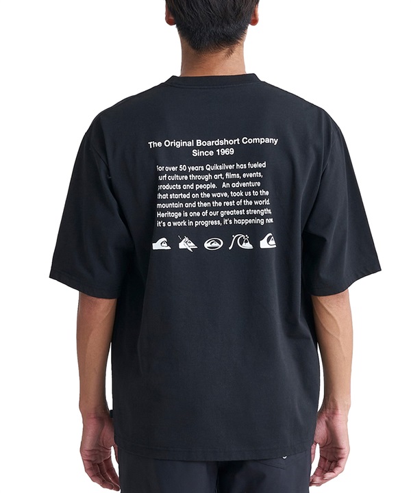 【マトメガイ対象】QUIKSILVER クイックシルバー メンズ ポケットTシャツ 半袖 ポケT バックプリント クルーネック オーバーサイズ QST242010