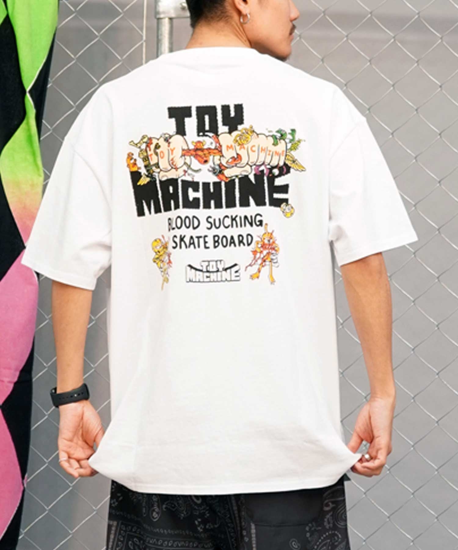 【ムラサキスポーツ限定】 TOY MACHINE トイマシーン メンズ 半袖 Tシャツ バックプリント MTMSEST1(WHITE-M)