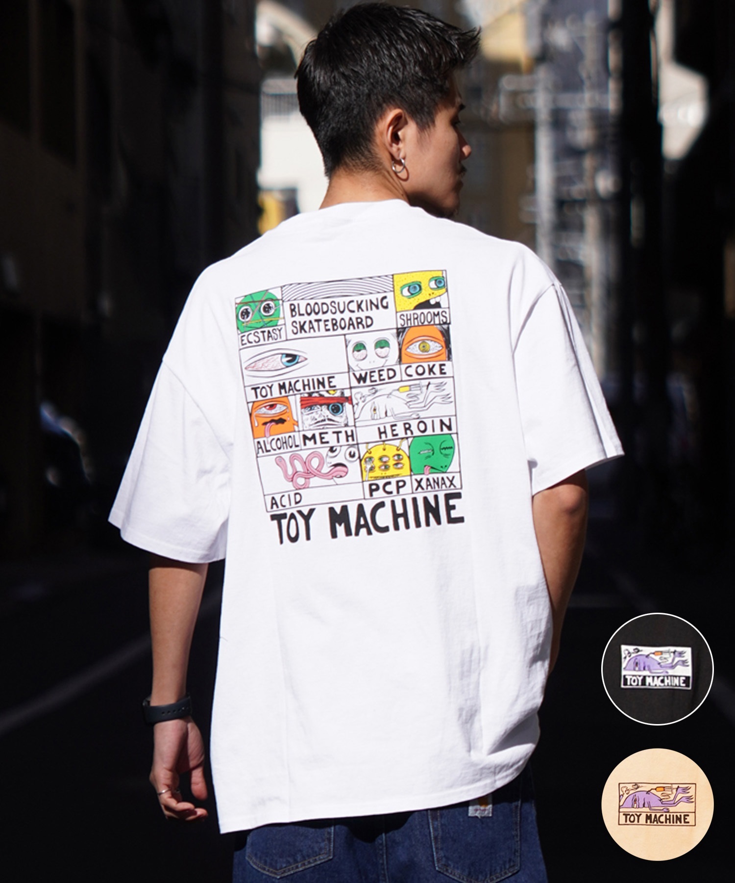 【ムラサキスポーツ限定】 TOY MACHINE トイマシーン メンズ 半袖 Tシャツ バックプリント MTMSEST2(WHITE-M)