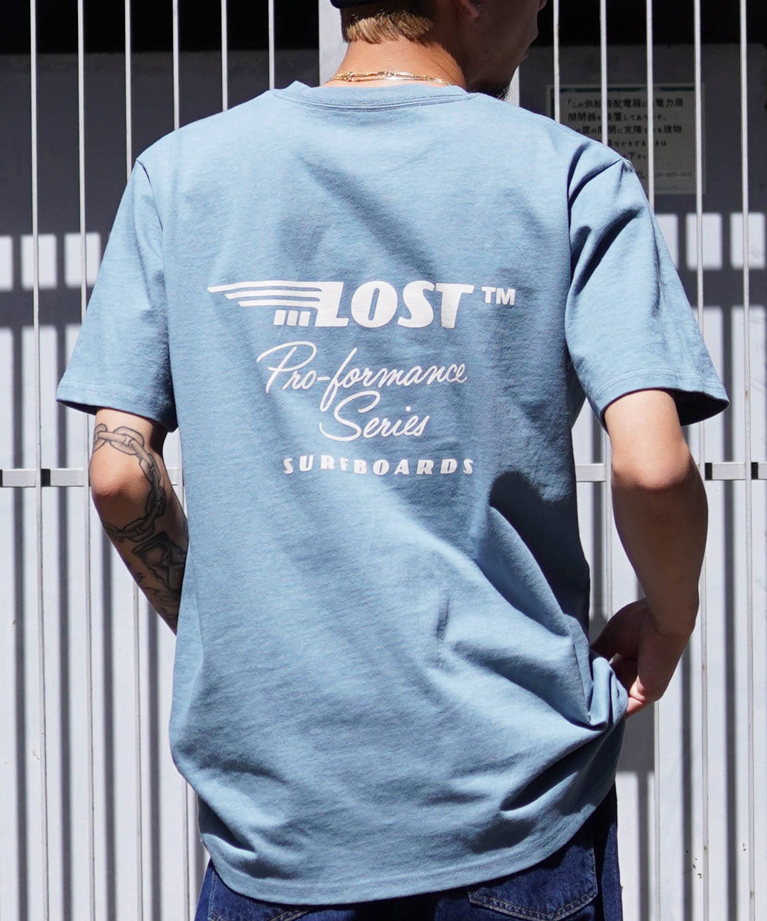 【ムラサキスポーツ限定】 LOST ロスト メンズ Tシャツ 半袖 バックプリント PROFORMANCE L24SS-A(BLU-M)