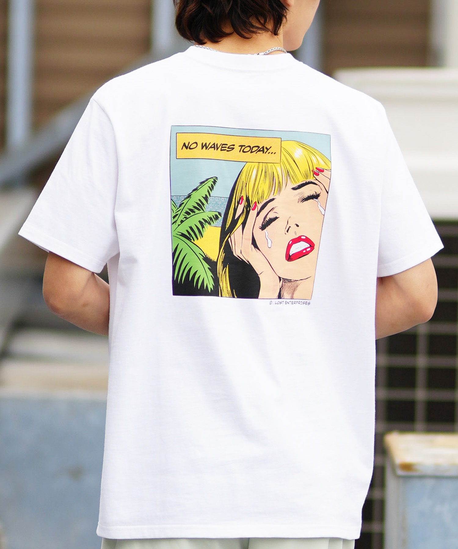 【ムラサキスポーツ限定】 LOST ロスト メンズ Tシャツ 半袖 バックプリント NO WAVES L24SS-H(WHT-M)