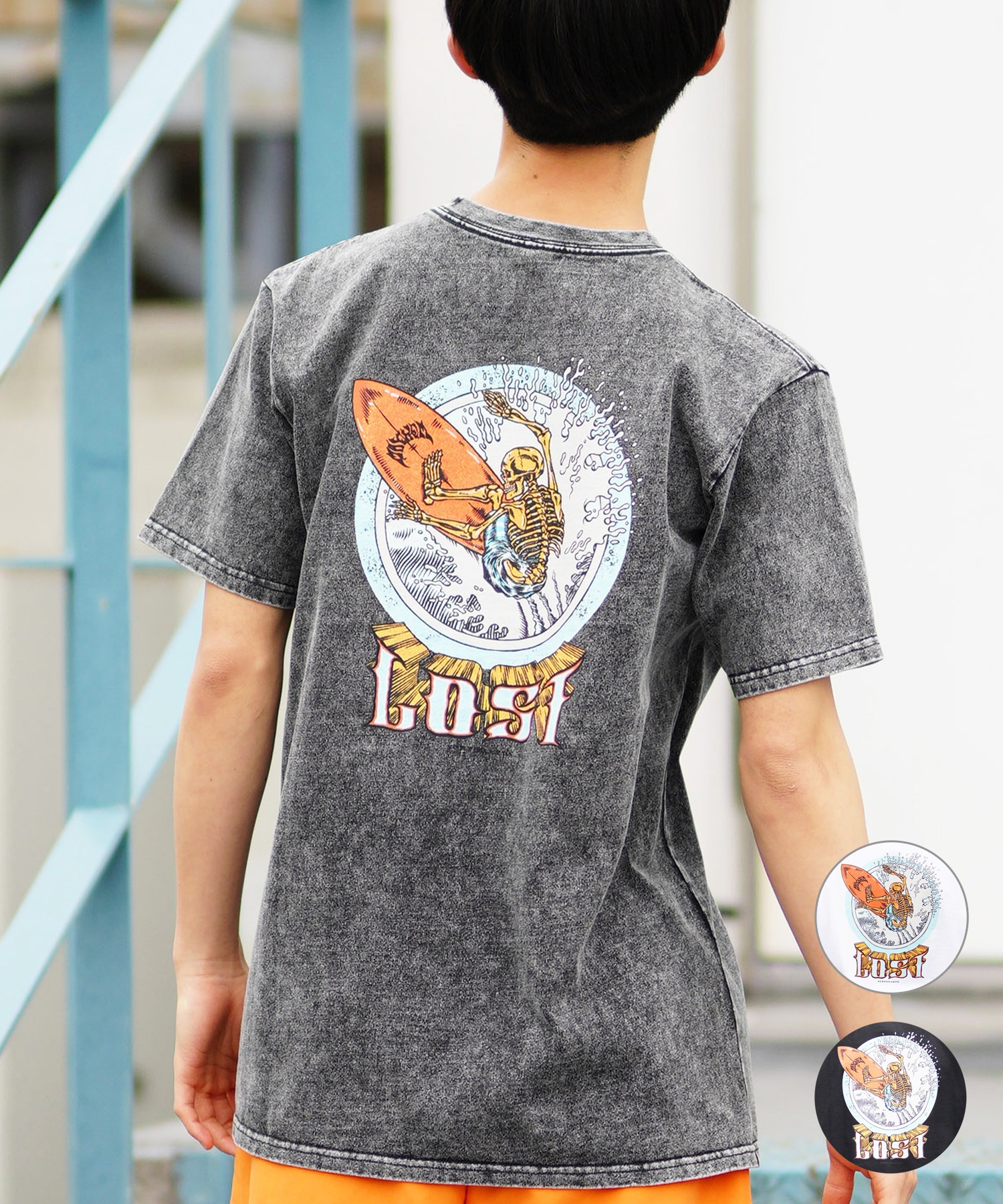 【ムラサキスポーツ限定】LOST ロスト メンズ Tシャツ 半袖 バックプリント AXIS-24SS L24SS-I(PIGBK-M)