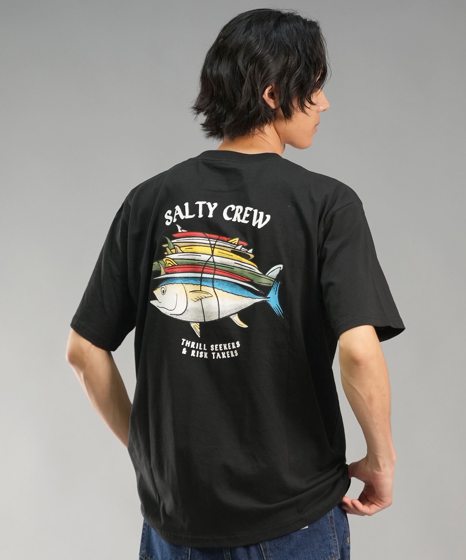 SALTY CREW ソルティークルー メンズ Tシャツ 半袖 バックプリント オーバーサイズ JAPAN LTD 54-231(BLK-M)