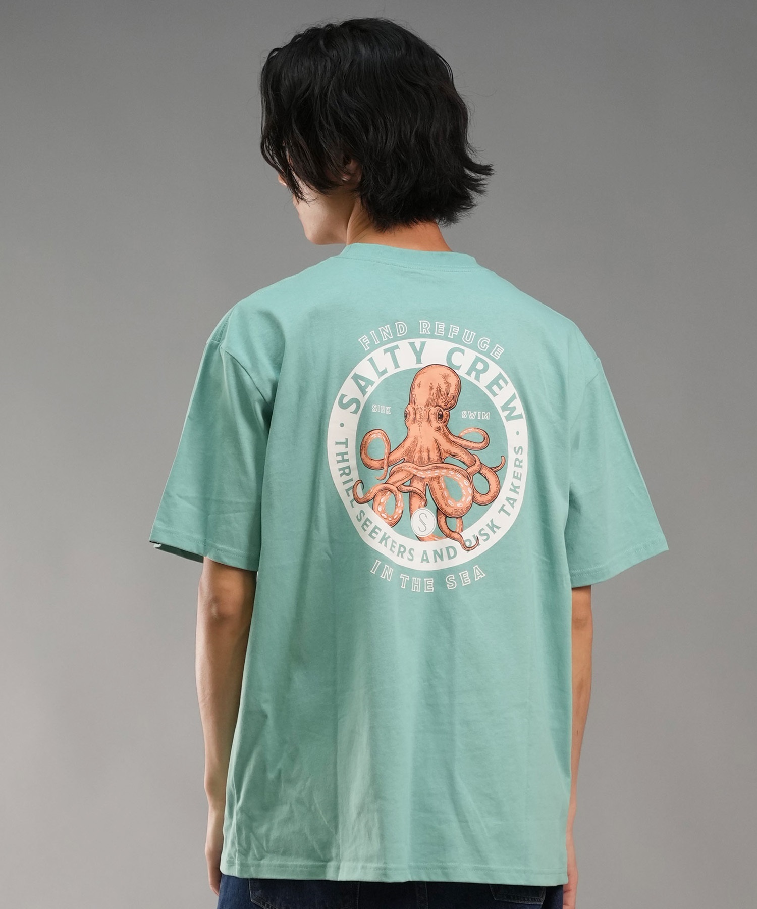 SALTY CREW ソルティークルー メンズ Tシャツ 半袖 バックプリント オーバーサイズ JAPAN LTD 54-233(GRN-M)
