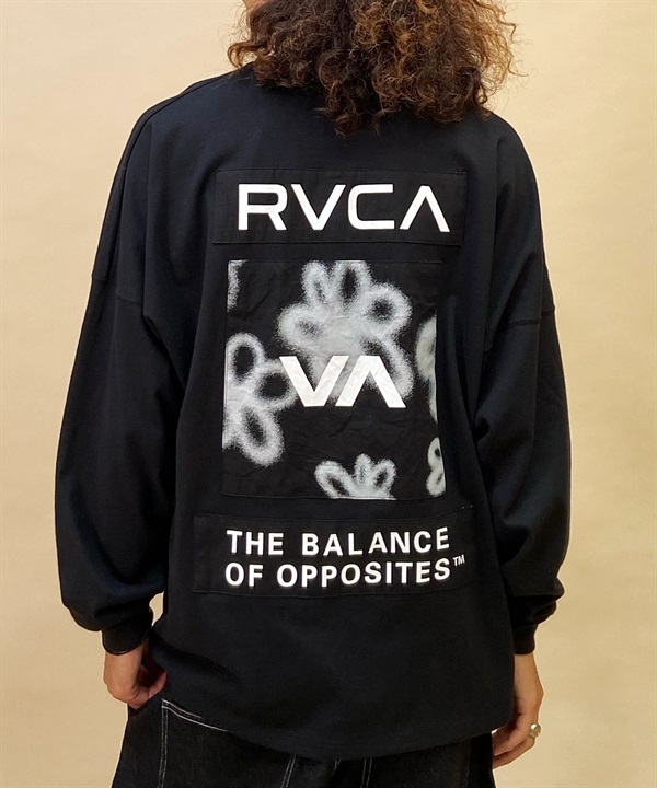 【マトメガイ対象】RVCA/ルーカ メンズ スクエアロゴT オーバーサイズ クルーネック長袖Tシャツ BD042-065