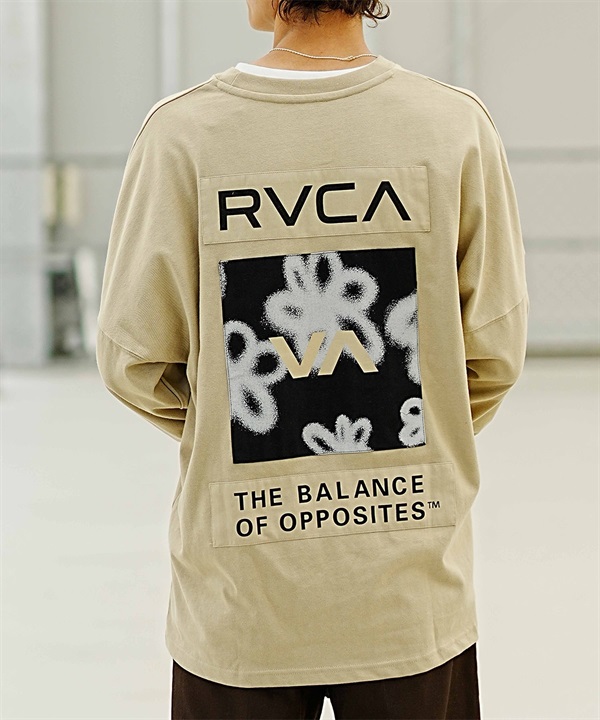 【マトメガイ対象】RVCA/ルーカ メンズ スクエアロゴT オーバーサイズ クルーネック長袖Tシャツ BD042-065