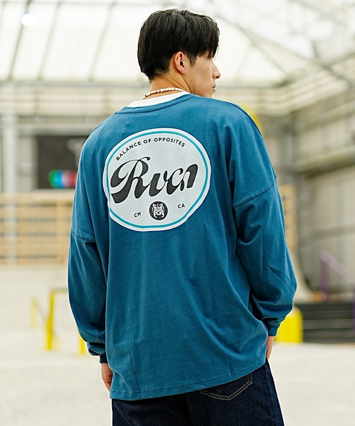 RVCA/ルーカ メンズ オーバーサイズロンT バックロゴ クルーネック長袖Tee BD042-226(BRK0-S)