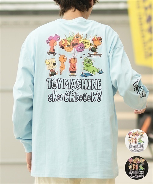 【ムラサキスポーツ限定】TOY MACHINE/トイマシーン 長袖 Tシャツ ロンT ビッグシルエット バックプリント MTMFDLT4(LBLUE-M)