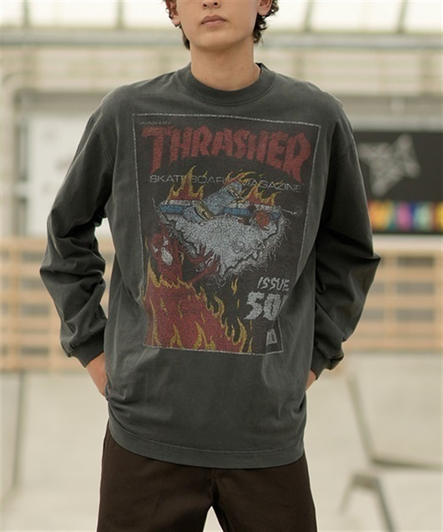 THRASHER/スラッシャー ロンT/長袖 フロントカスレプリント