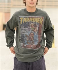 THRASHER/スラッシャー ロンT/長袖 フロントカスレプリント ビックシルエット ヴィンテージライク ピグメント染LSTシャツ 23MS-PLS2 ムラサキスポーツ別注