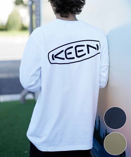 KEEN/キーン 長袖Tシャツ バックプリント 薄手 1026995/1028434/1028436(WHITE-M)