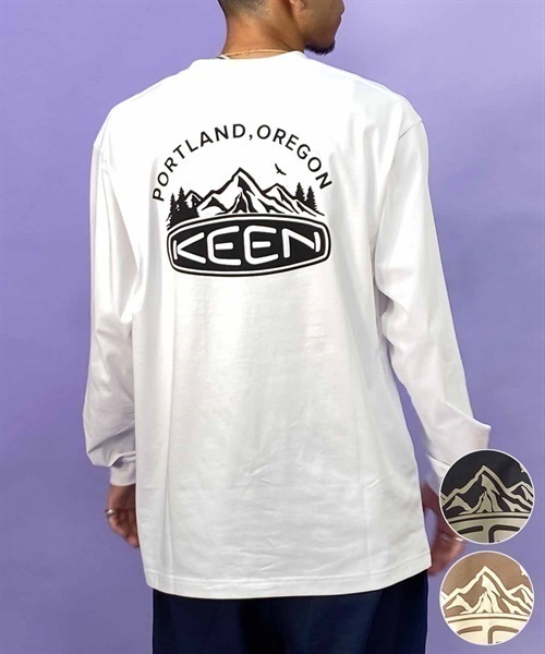 【マトメガイ対象】【ムラサキスポーツ別注】KEEN/キーン 長袖Tシャツ バックプリント 1028954/1028955/1028956(WHITE-S)