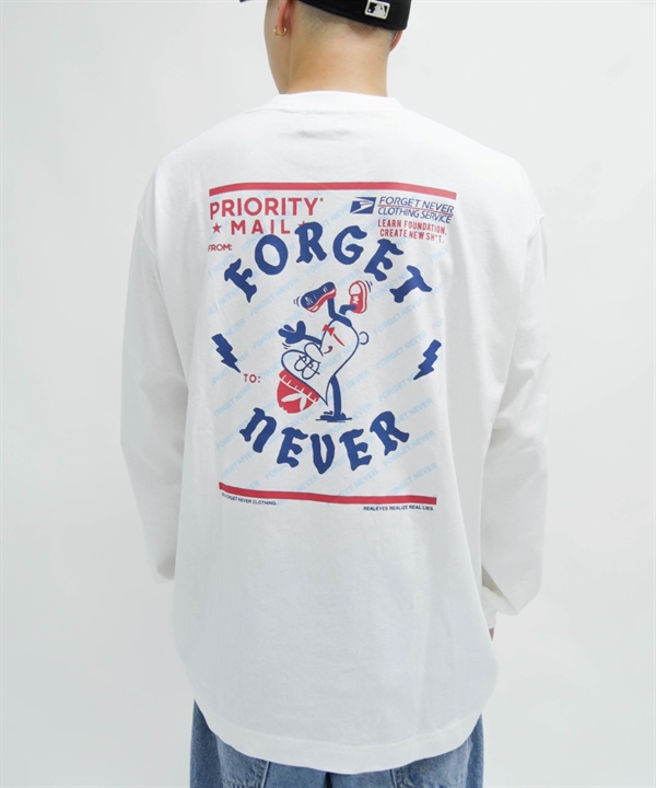 FORGET NEVER/フォーゲットネバー メンズ ロゴロンT バックロゴ クルーネック長袖Tee 234OO1LT118FN ムラサキスポーツ別注