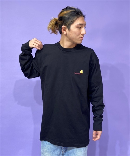 Carhartt WIP カーハートダブリューアイピー L/S AMERICAN SCRIPT T-SHIRT I029955 メンズ 長袖 Tシャツ KK A16(BLACK-M)