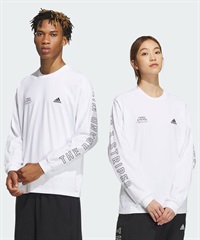 adidas アディダス メンズ レディース 長袖 Tシャツ ロンＴ スリーブプリント クルーネック オーバーサイズ JSY26