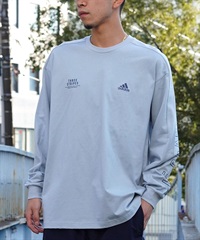 adidas アディダス メンズ レディース 長袖 Tシャツ ロンＴ スリーブプリント クルーネック オーバーサイズ JSY26