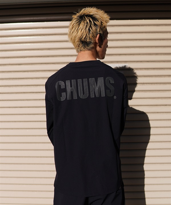 CHUMS チャムス メンズ Tシャツ 長袖 ロンT バックプリント ロゴ ボックスシルエット ストレッチ 通気性 撥水 セットアップ対応 CH01-2343