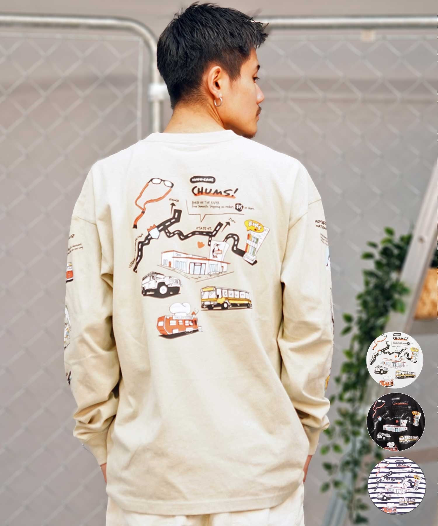CHUMS チャムス メンズ 長袖 Tシャツ ボックス シルエット