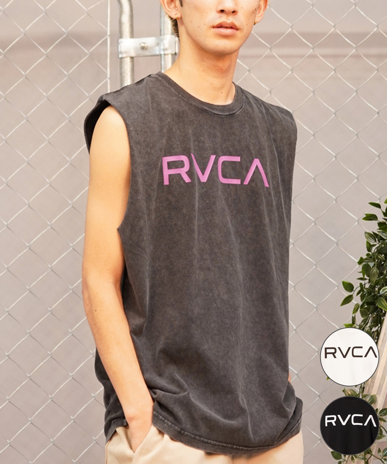 RVCA ルーカ メンズ タンクトップ カットオフ クルーネック BE041-353(BLK-S)