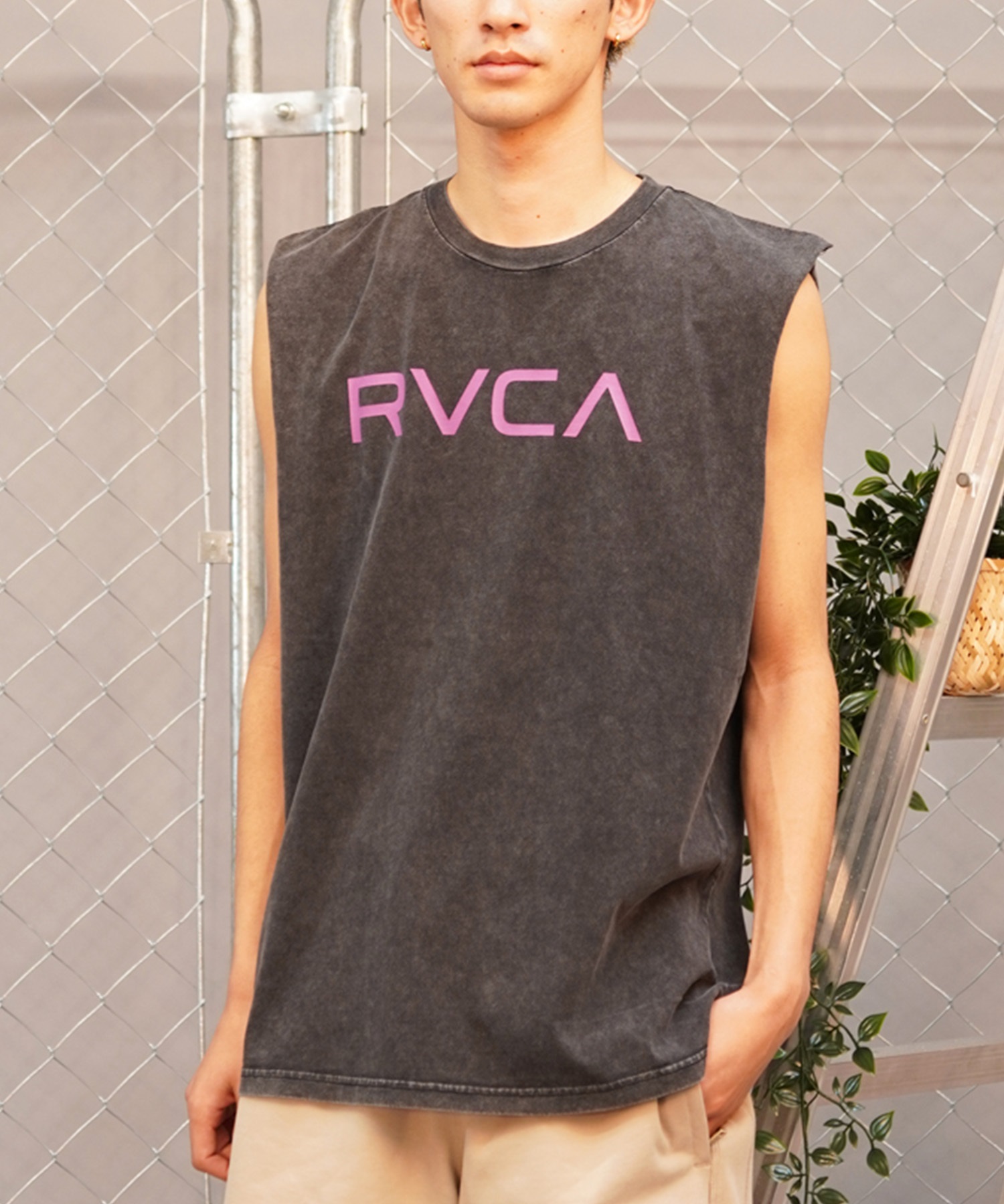 RVCA ルーカ メンズ タンクトップ カットオフ クルーネック BE041-353(KVCY-S)