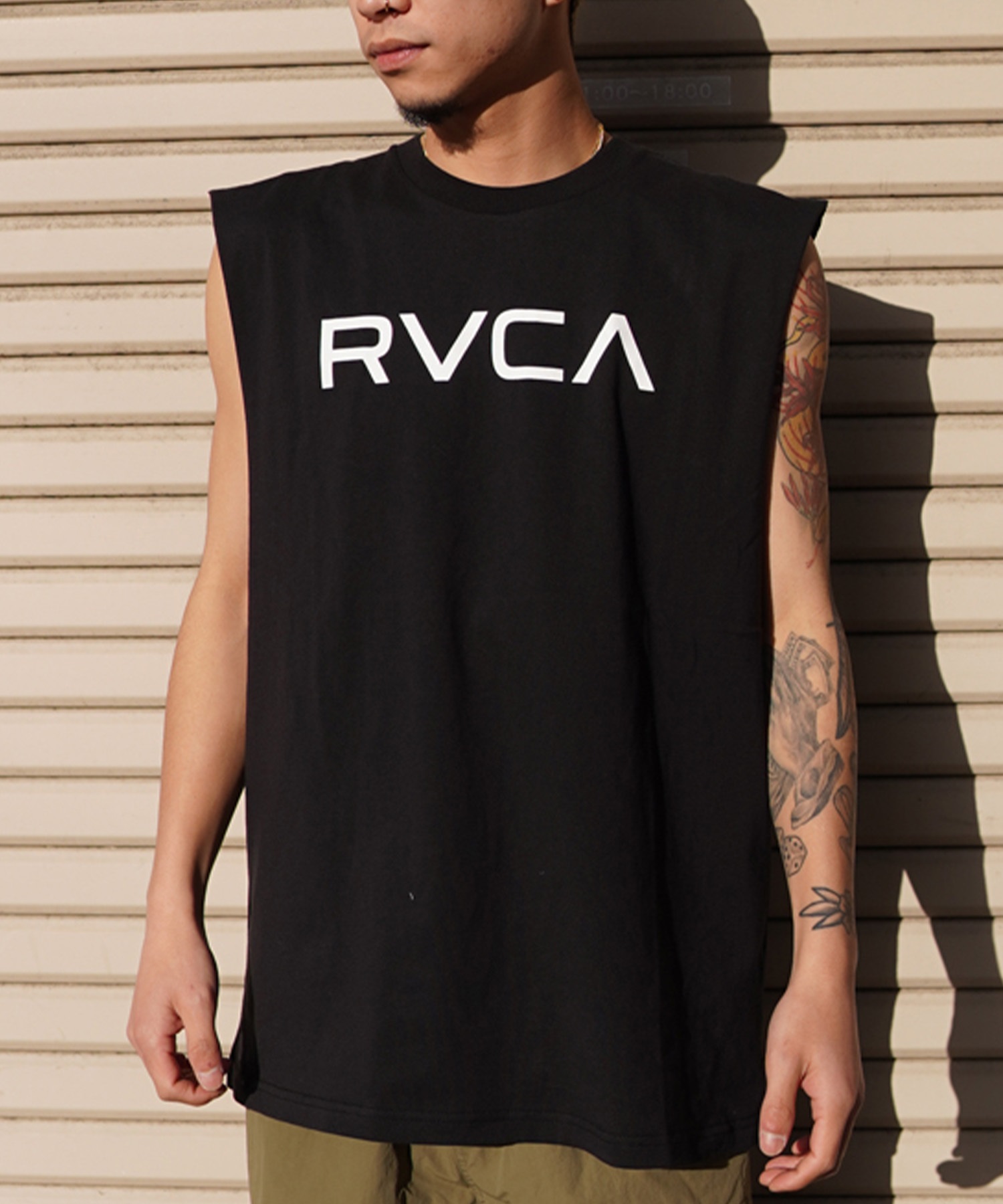 RVCA ルーカ メンズ タンクトップ カットオフ クルーネック BE041-353(BLK-S)