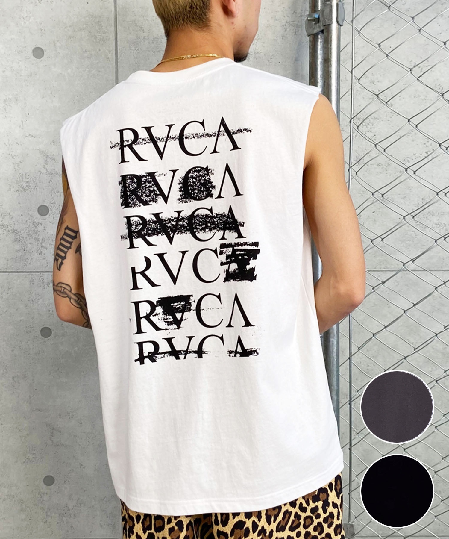 【クーポン対象】RVCA ルーカ タンクトップ カットオフ バックプリント オーバーサイズ BE04A-360(BLK-S)