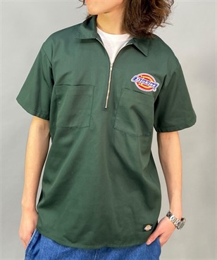 Dickies ディッキーズ HALF ZIP S/S-SHIRT ハーフジップショートスリーブシャツ 18471000 メンズ 半袖 シャツ ハーフジップ KK1 C24