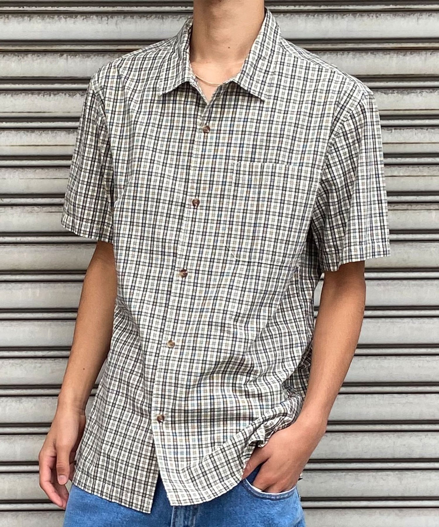 【クーポン対象】QUIKSILVER クイックシルバー メンズ 半袖 シャツ チェック柄 総柄 レギュラーフィット AQYWT03328(CJZ1-M)