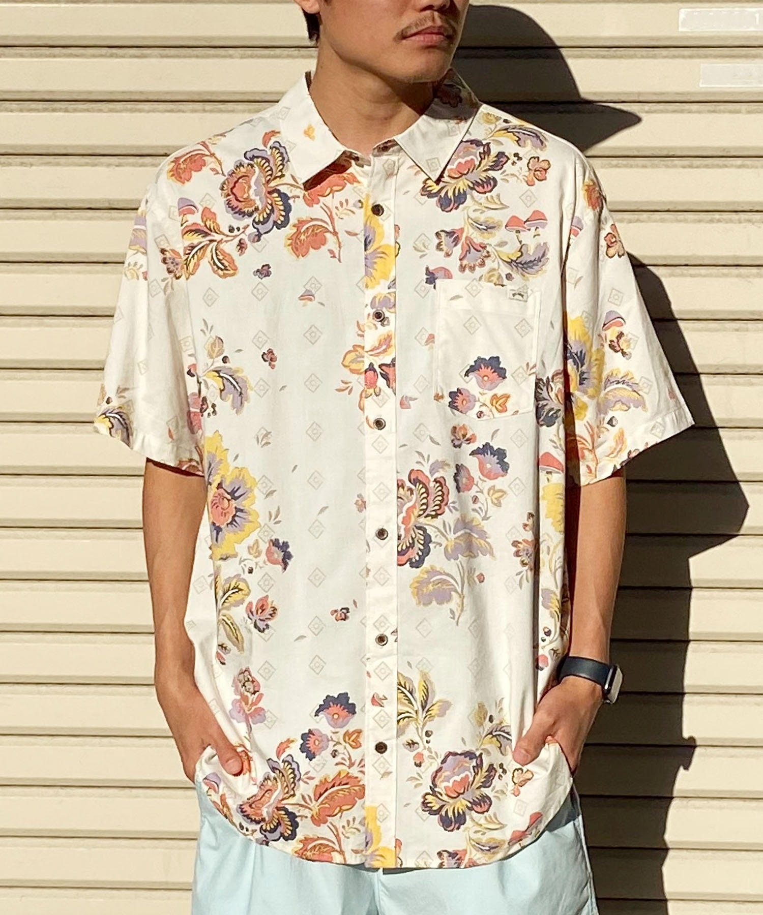 【クーポン対象】BILLABONG ビラボン メンズ 半袖シャツ SUNDAYS SS 総柄 BE011-123(TAU-M)