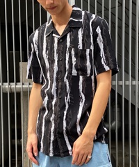 【激安アウトレット!】 VOLCOM ボルコム メンズ 半袖 シャツ ストライプ柄 モノトーン トップス