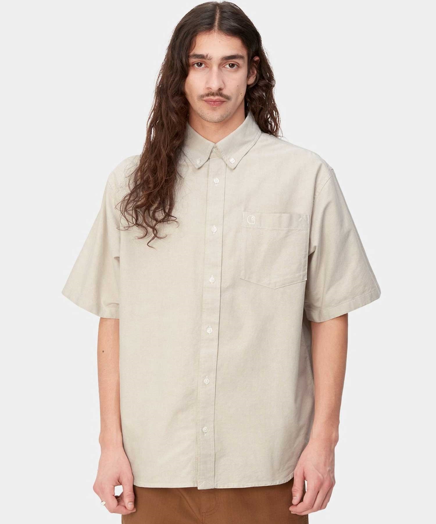 Carhartt WIP カーハートダブリューアイピー S S BRAXTON SHIRT メンズ 半袖 シャツ ルーズ シルエット I031454(BEIGE-M)