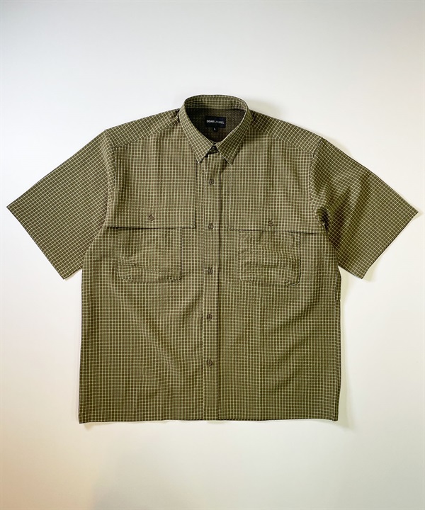 【マトメガイ対象】DEAR LAUREL ディアローレル メンズ ユーティリティーフラップシャツ 半袖 格子柄 Utility flap shirts D24S2401