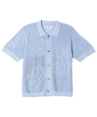 OBEY オベイ メンズ ニットシャツ ポロ 半袖 手編み風 ペイズリー柄 TEAR DROP OPENKNIT SHIRT 151000080(HDR-M)