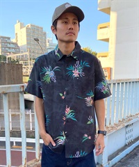 QUIKSILVER クイックシルバー メンズ 半袖 シャツ アロハシャツ 総柄 ワンポイント AQYWT03312(KVJ7-M)