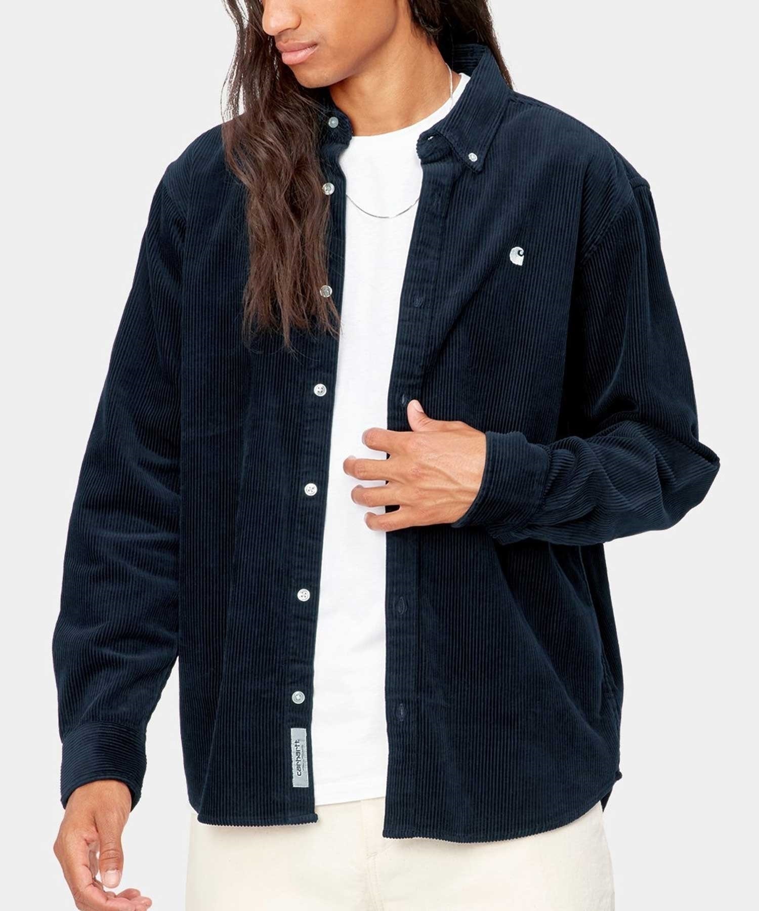 Carhartt WIP/カーハートダブリューアイピー メンズ 長袖 シャツ コーデュロイ ボタンダウン ルーズシルエット I029958(NAVY-S)