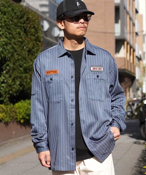 SANTACRUZ サンタクルーズ ワークシャツ ストライプ柄 502241202 メンズ 長袖 シャツ ムラサキスポーツ限定