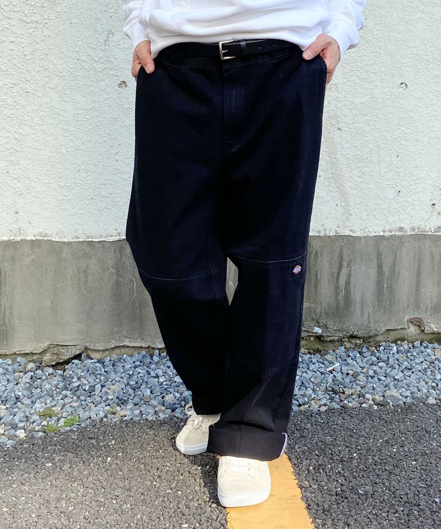 Dickies/ディッキーズ メンズ デニムパンツ ワークパンツ ルーズシルエット ダブルニー 18452900(002BK-30.0inch)