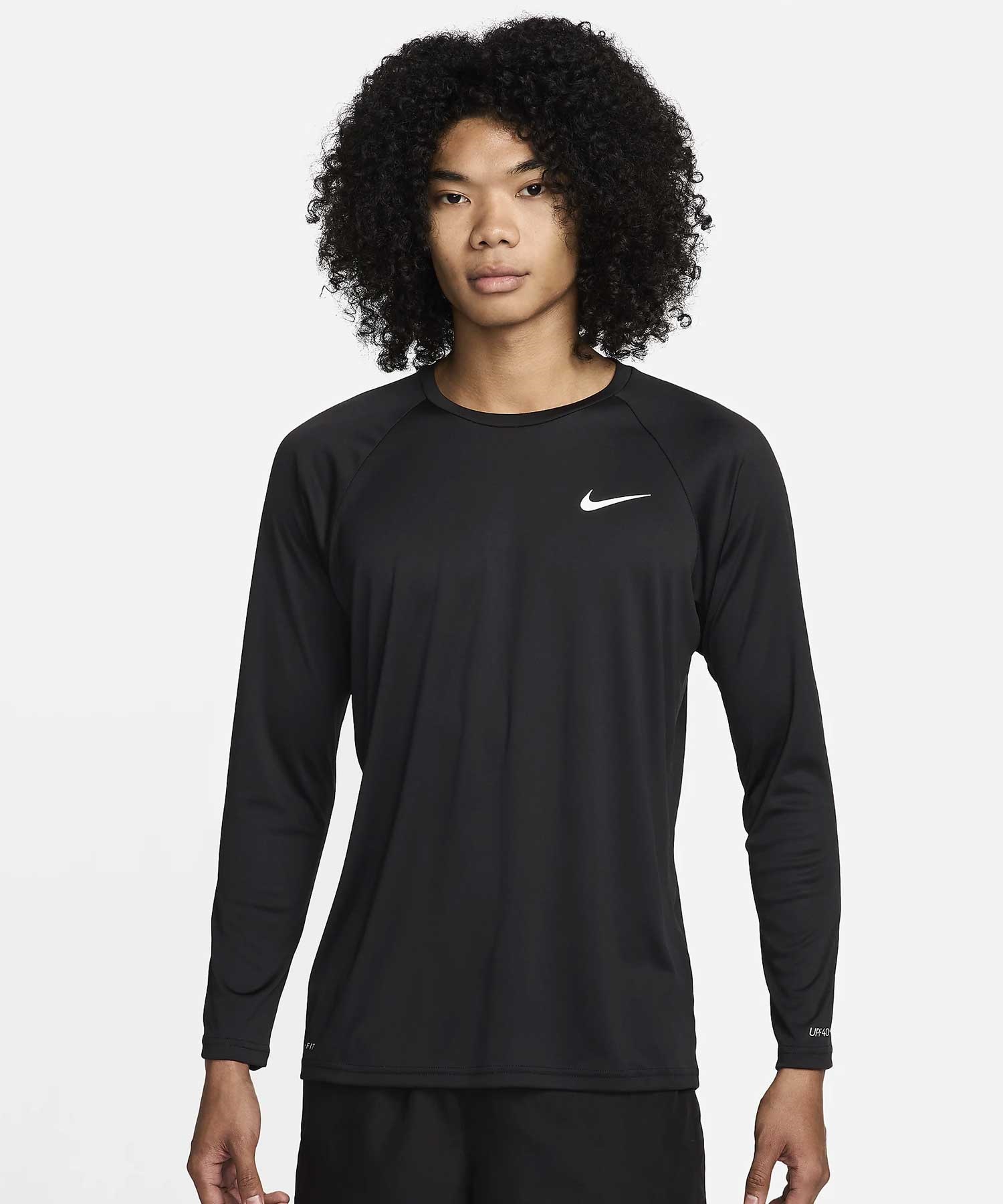 NIKE ナイキ Essential メンズ 長袖 Tシャツ ラッシュガード ユーティリティ 水陸両用 ワンポイント ロングスリーブ ハイドロガード NESSA587(BKWT-S)