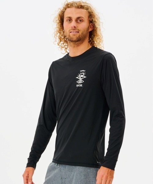 RIPCURL リップカール 12DMRV メンズ ラッシュガード 長袖 UVカット 水陸両用 ユーティリティ ラッシュTシャツ 速乾 KX1 D23(BK-M)