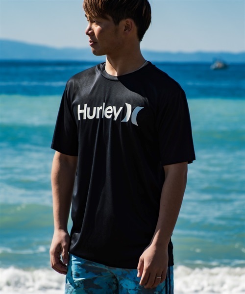 Hurley ハーレー  メンズ ラッシュガード 半袖 UVカット 水陸両用 ユーティリティ ラッシュTシャツ 吸水速乾 MRG2310032(BK-S)