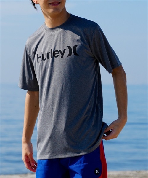 Hurley ハーレー  メンズ ラッシュガード 半袖 UVカット 水陸両用 ユーティリティ ラッシュTシャツ 吸水速乾 MRG2310032(GY-S)