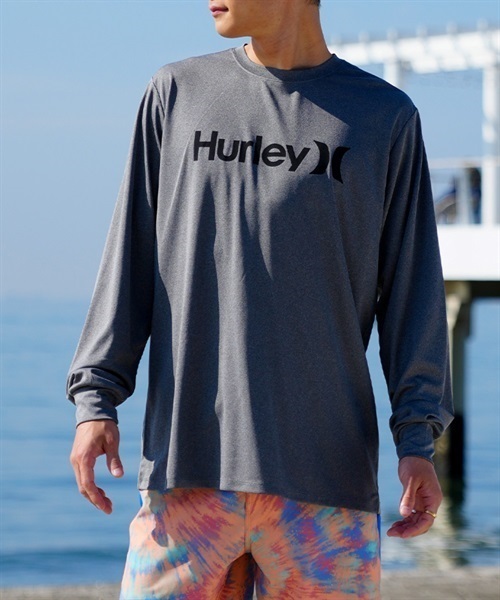 Hurley ハーレー メンズ ラッシュガード 長袖 UVカット 水陸両用 ユーティリティ ラッシュTシャツ 吸水速乾  MRG2310033(GY-S)