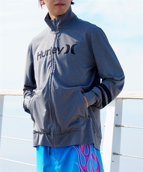 【マトメガイ対象】Hurley ハーレー MRG2310037 メンズ ラッシュガード 長袖 ジップアップ UVカット 水陸両用 ユーティリティ KX1 E5(GY-S)