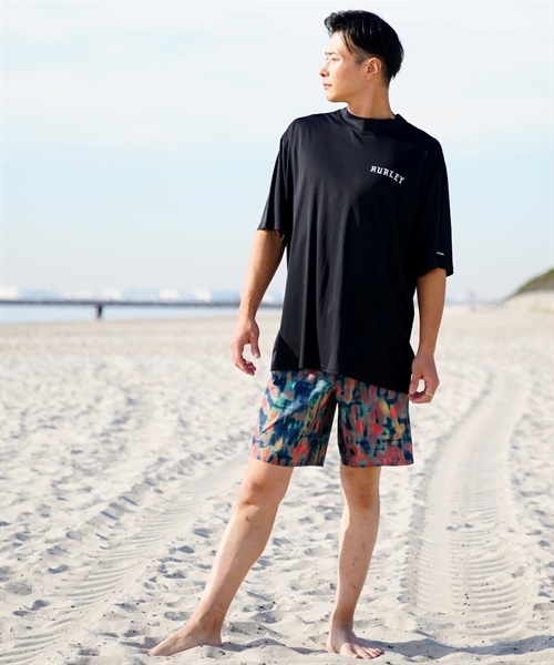 Hurley ハーレー PHANTOM 23S01MRG05 メンズ ラッシュガード 半袖 UVカット モックネック ラッシュTシャツ 水陸両用 ユーティリティ KX2 E25(BK-M)