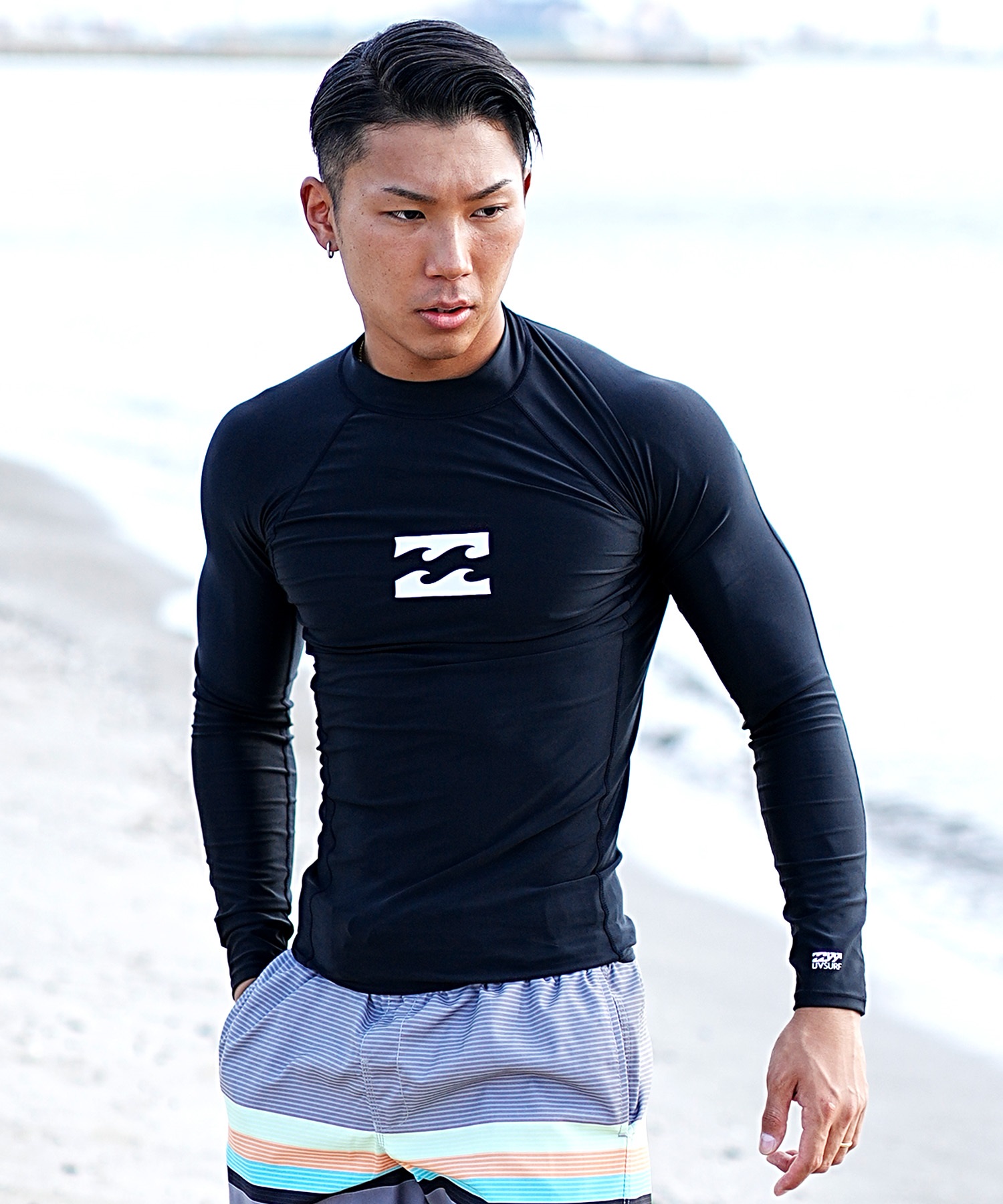 BILLABONG ビラボン HI NECK LS メンズ ラッシュガード Tシャツ 長袖 ハイネック UVケア BE011-851(BLK-M)